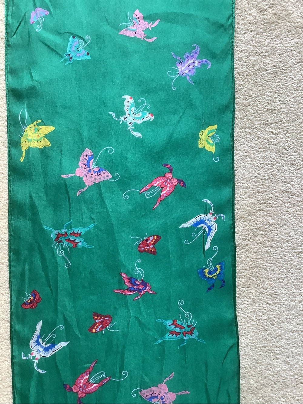 Smithsonian Institution Reproduction Green Butterfly Print Silk Scarf - Picture 9 of 13